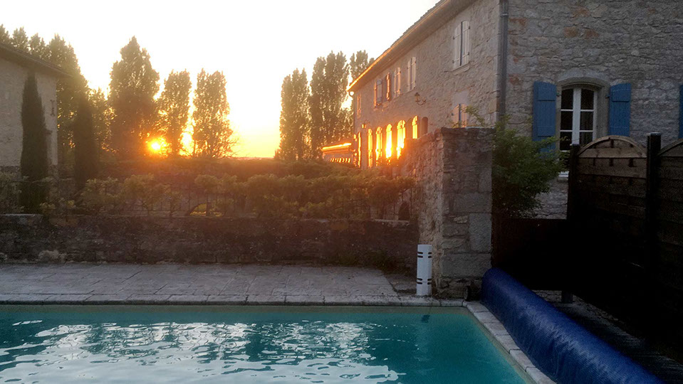 Sunset over pool